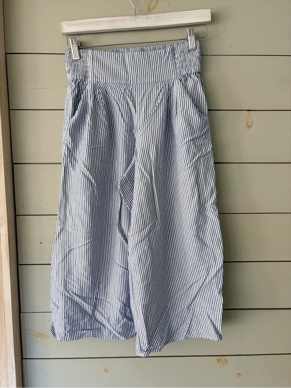 Sunday Best Blue & White Striped Wide Leg Pants – XS